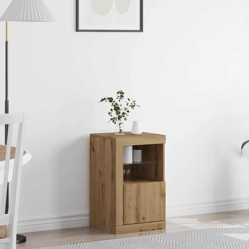 vidaXL LED-Sideboard 41 x 37 x 67 cm Holzwerkstoff Artisan-Eiche