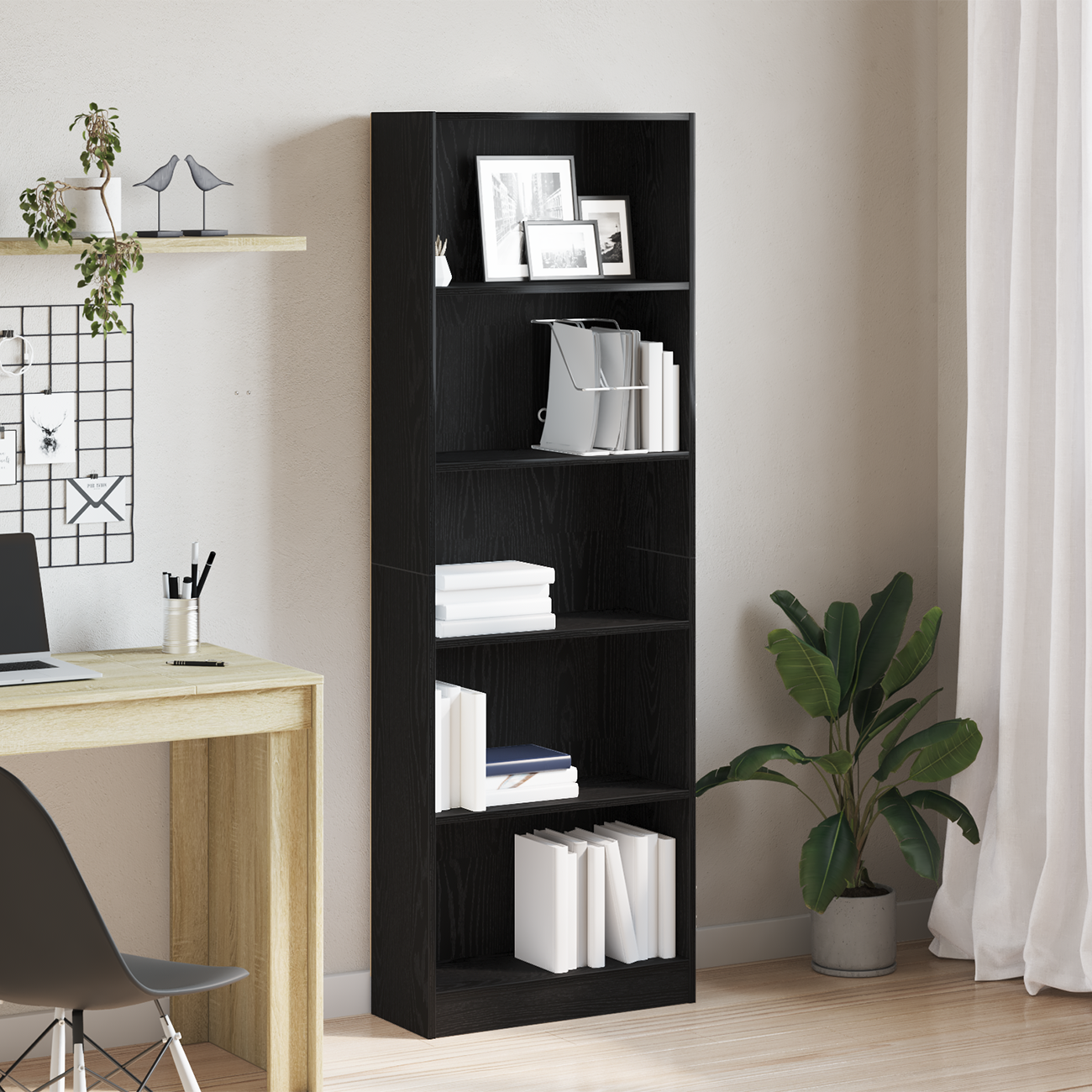vidaXL Bücherregal Schwarz Eichen-Optik 60 x 24 x 176 cm Holzwerkstoff
