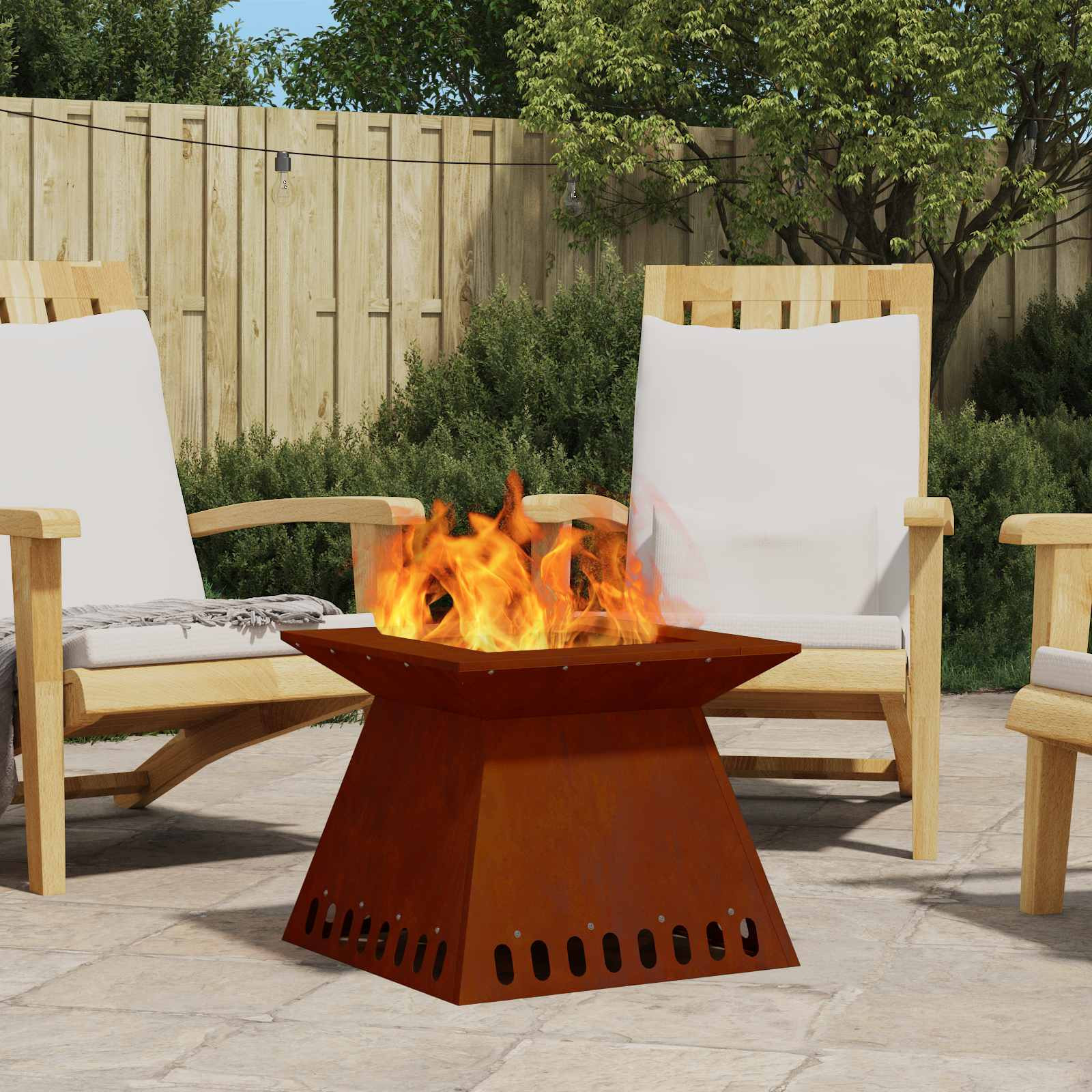vidaXL Feuerstelle Rostig 48 x 48 x 40 cm Wetterfeststahl