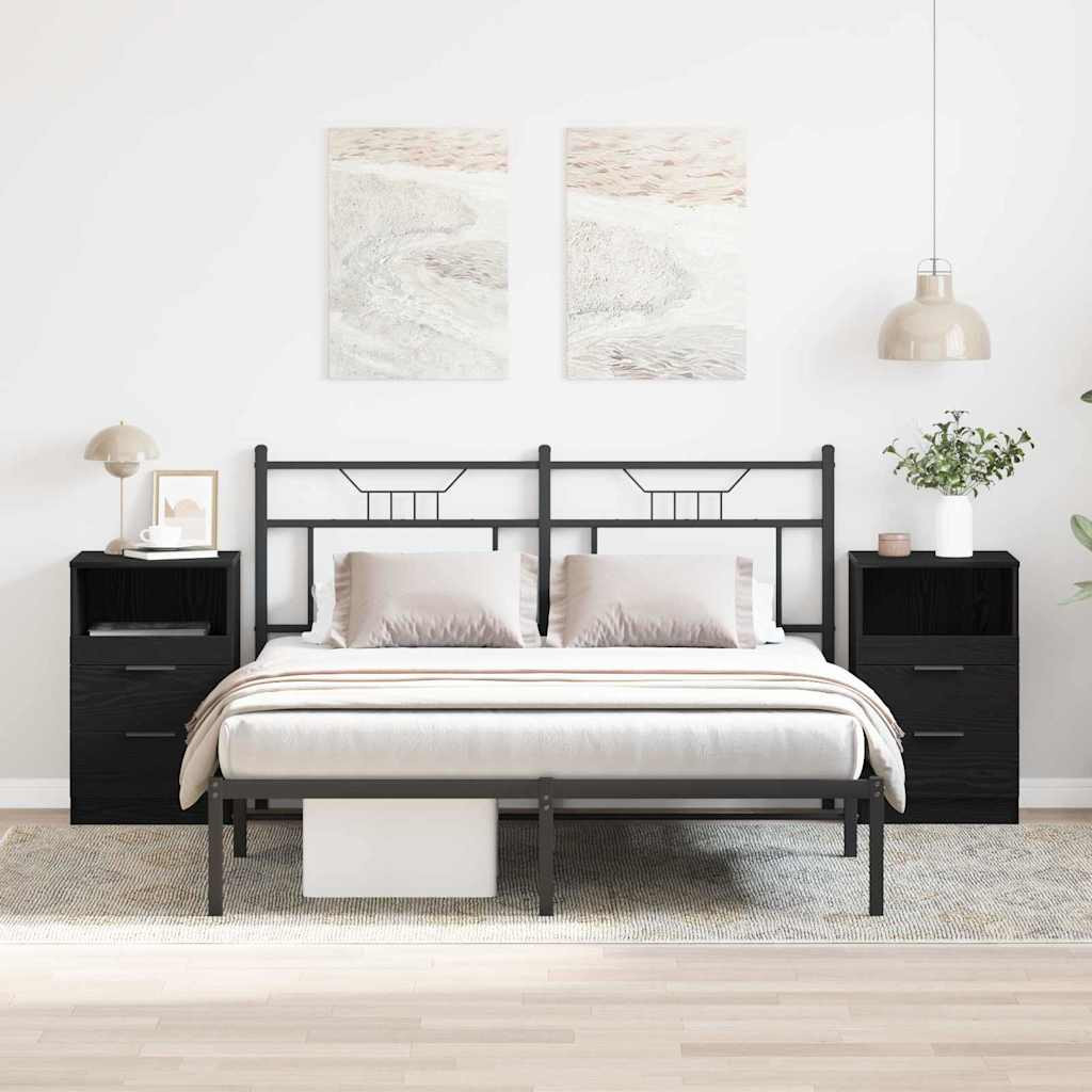 vidaXL Nachttisch 2 pcs Schwarz Eichen-Optik 40 x 35 x 65 cm