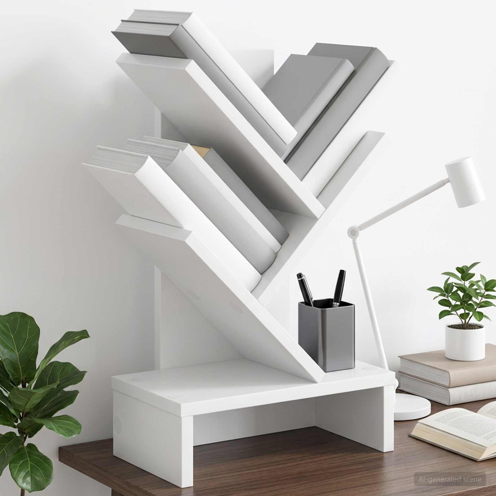 vidaXL Baumbücherregal 3-stöckig 30 x 18 x 48 cm Holzwerkstoff Weiß