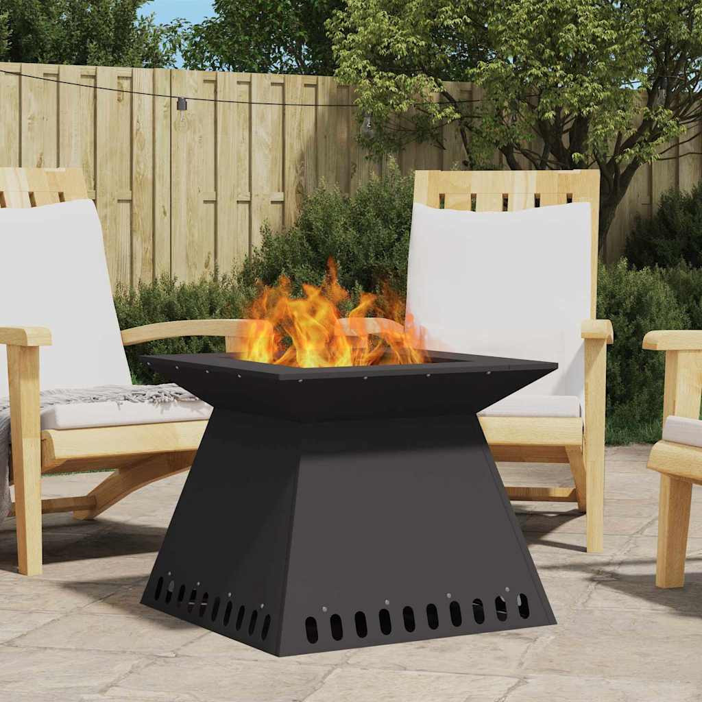 vidaXL Feuerstelle Schwarz 60 x 60 x 50 cm Wetterfeststahl