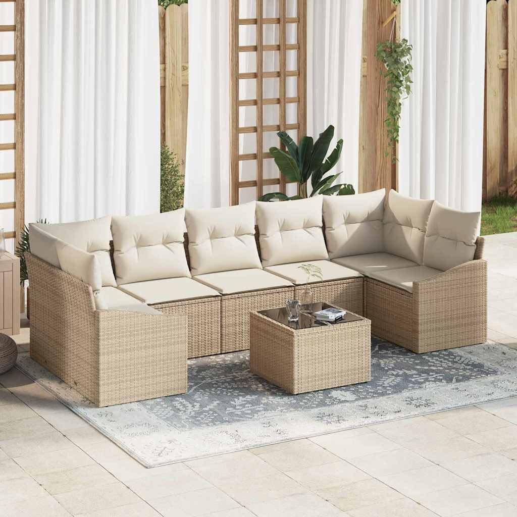 vidaXL Sofa Set mit Kissen Beige und Creme 55 x 55 x 37 cm Poly Rattan