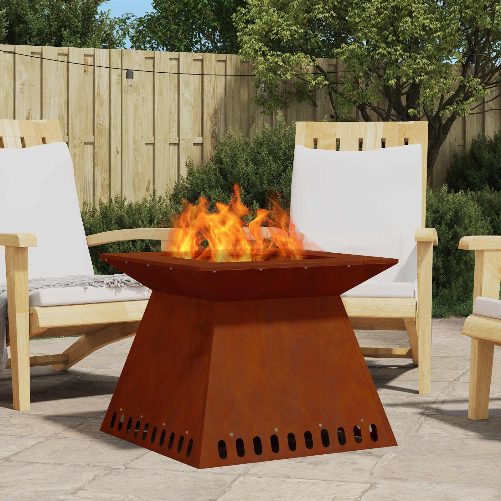 vidaXL Feuerstelle Rostig 60 x 60 x 50 cm Wetterfeststahl