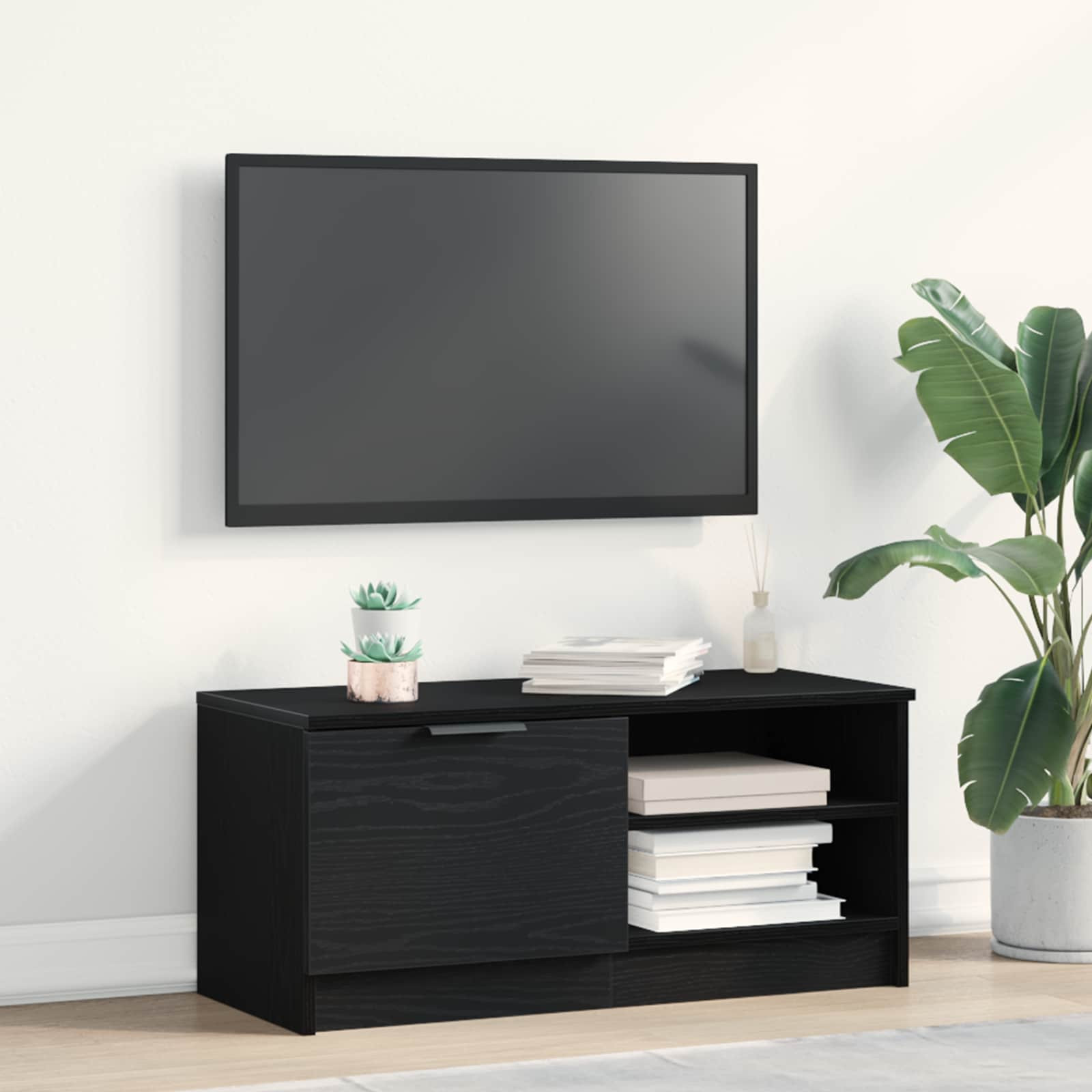 vidaXL TV-Schränk Schwarz Eichen-Optik 80 x 35 x 36,5 cm Holzwerkstoff