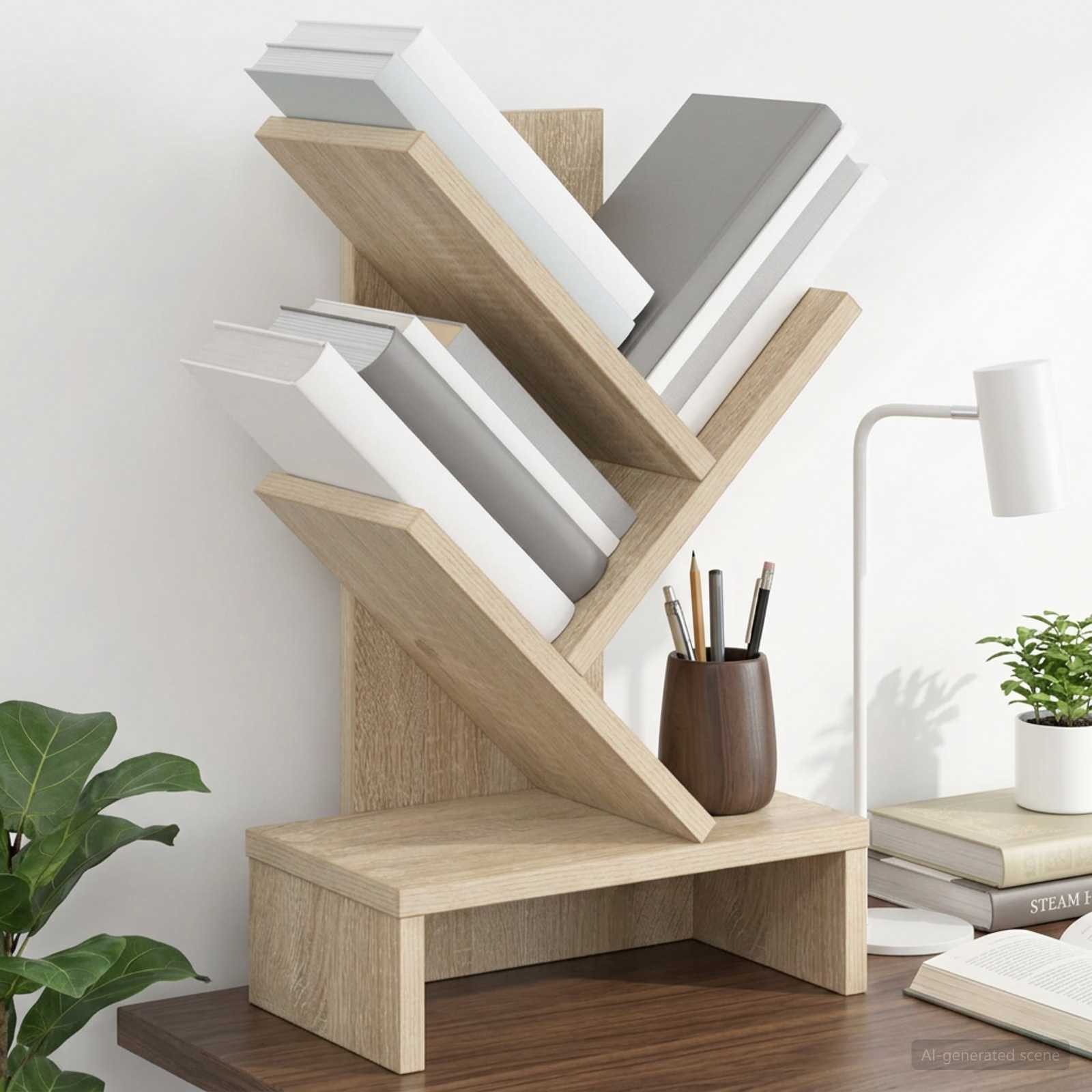 vidaXL Baumbücherregal 3-stöckig 30 x 18 x 48 cm Holzwerkstoff