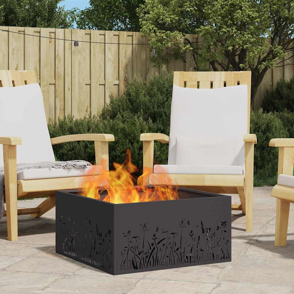 vidaXL Feuerschale Schwarz 60 x 60 x 30 cm Wetterfeststahl