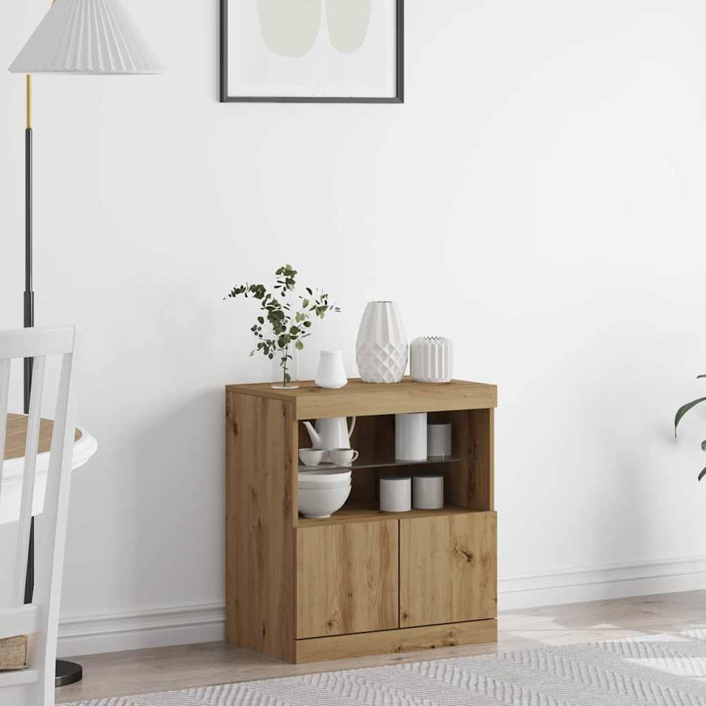 vidaXL LED-Sideboard Braun 60,5 x 37 x 67 cm Holzwerkstoff