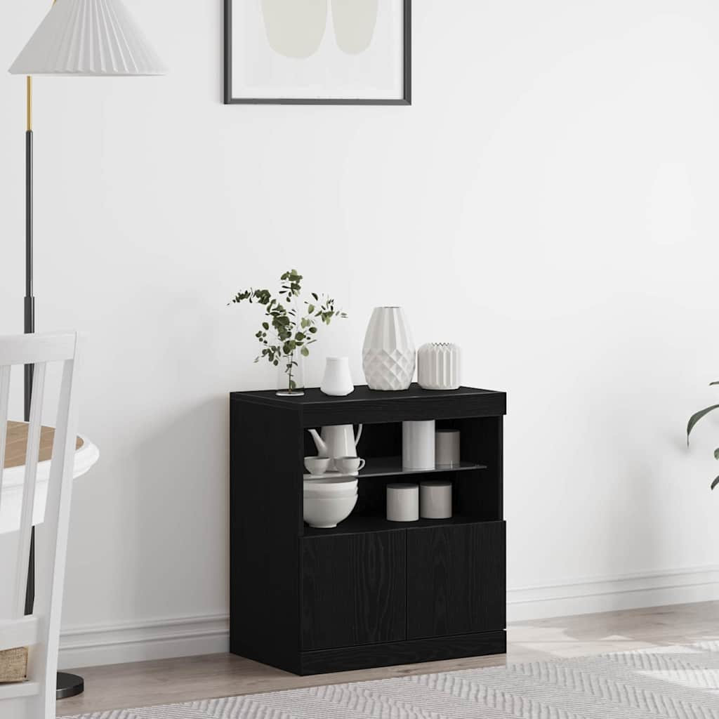 vidaXL LED-Sideboard Schwarz 60,5 x 37 x 67 cm Holzwerkstoff