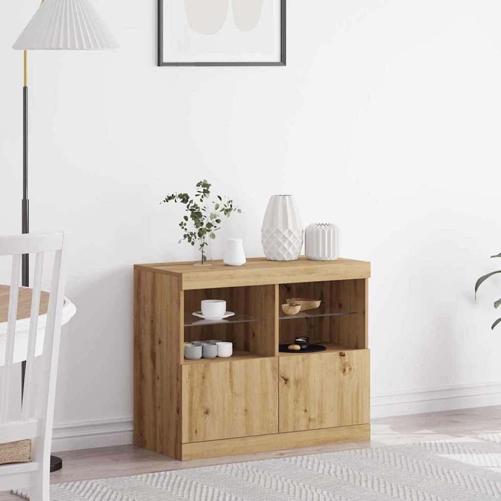 vidaXL LED-Sideboard Braun 81 x 37 x 66,5 cm Holzwerkstoff