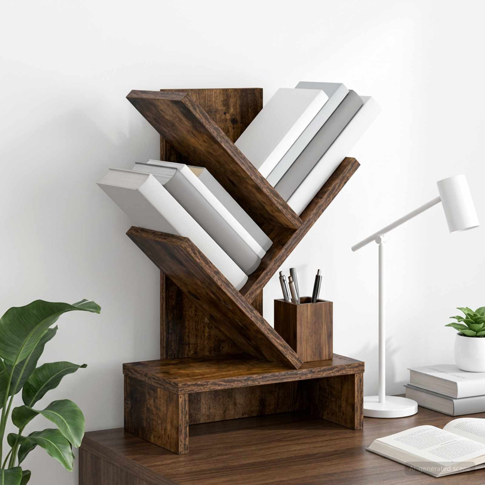 vidaXL Baumbücherregal 3-stöckig 30 x 18 x 48 cm Holzwerkstoff
