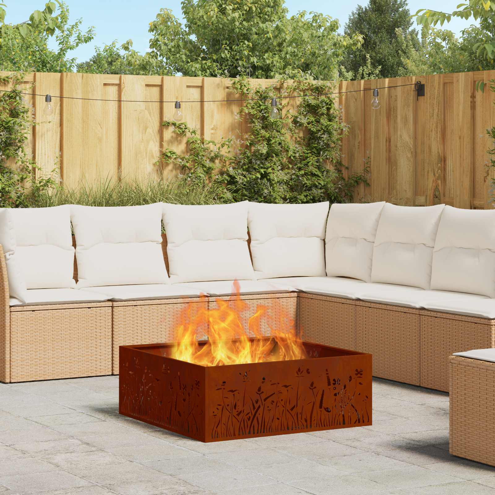 vidaXL Feuerschale Rostig 80 x 80 x 30 cm Wetterfeststahl
