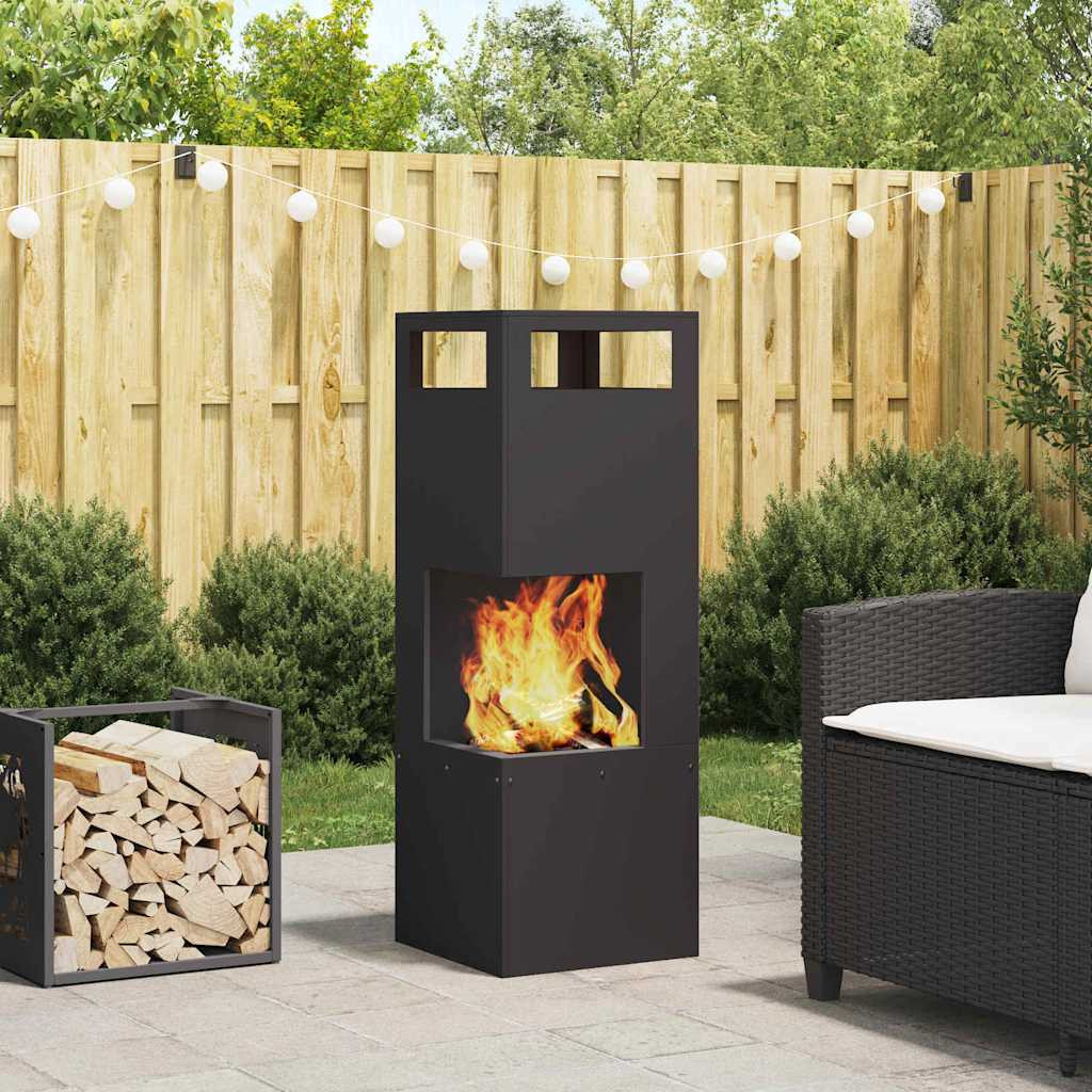 vidaXL Feuerstelle Schwarz 35 x 35 x 100 cm Wetterfeststahl