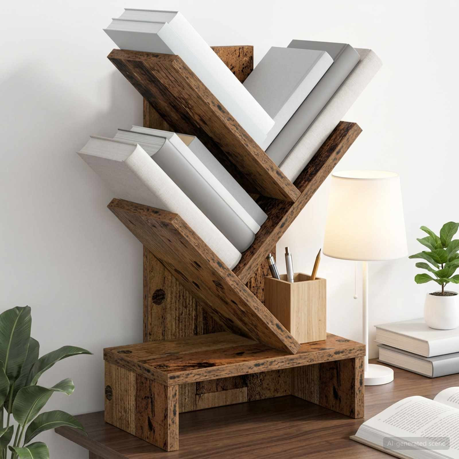 vidaXL Baumbücherregal 3-stöckig 30 x 18 x 48 cm Holzwerkstoff Altholz