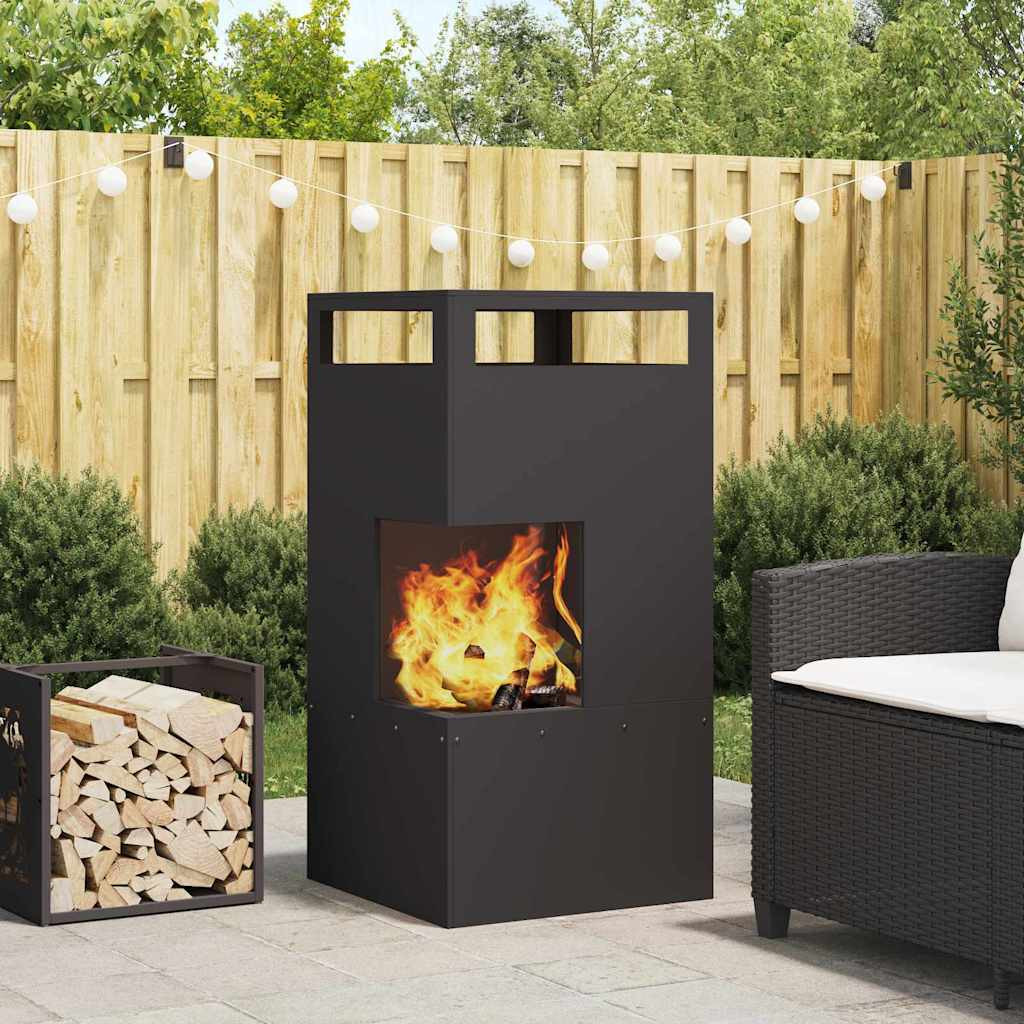 vidaXL Feuerstelle Schwarz 50 x 50 x 100 cm Wetterfeststahl