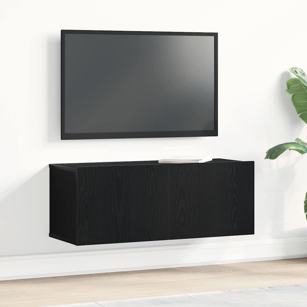 vidaXL TV-Schränk Schwarz Eichen-Optik 80 x 30 x 30 cm Holzwerkstoff