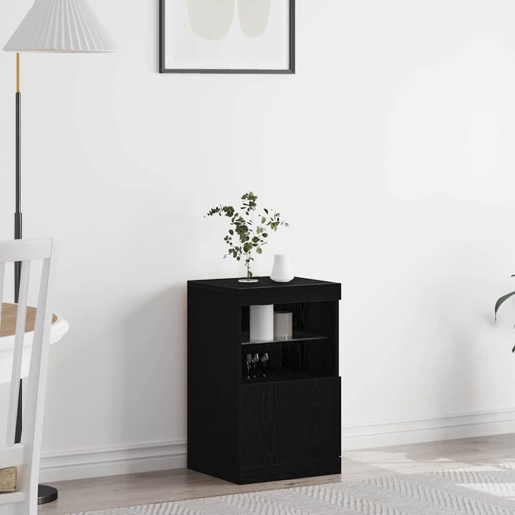 vidaXL LED-Sideboard Schwarz Eichen-Optik 41 x 37 x 67 cm