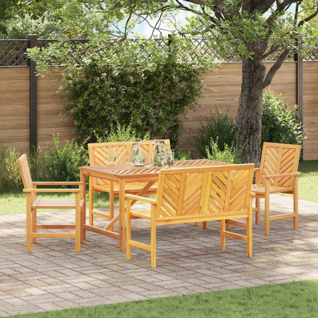 vidaXL Garten Essgruppe 5 Stk. Braun Massivholz Akazie