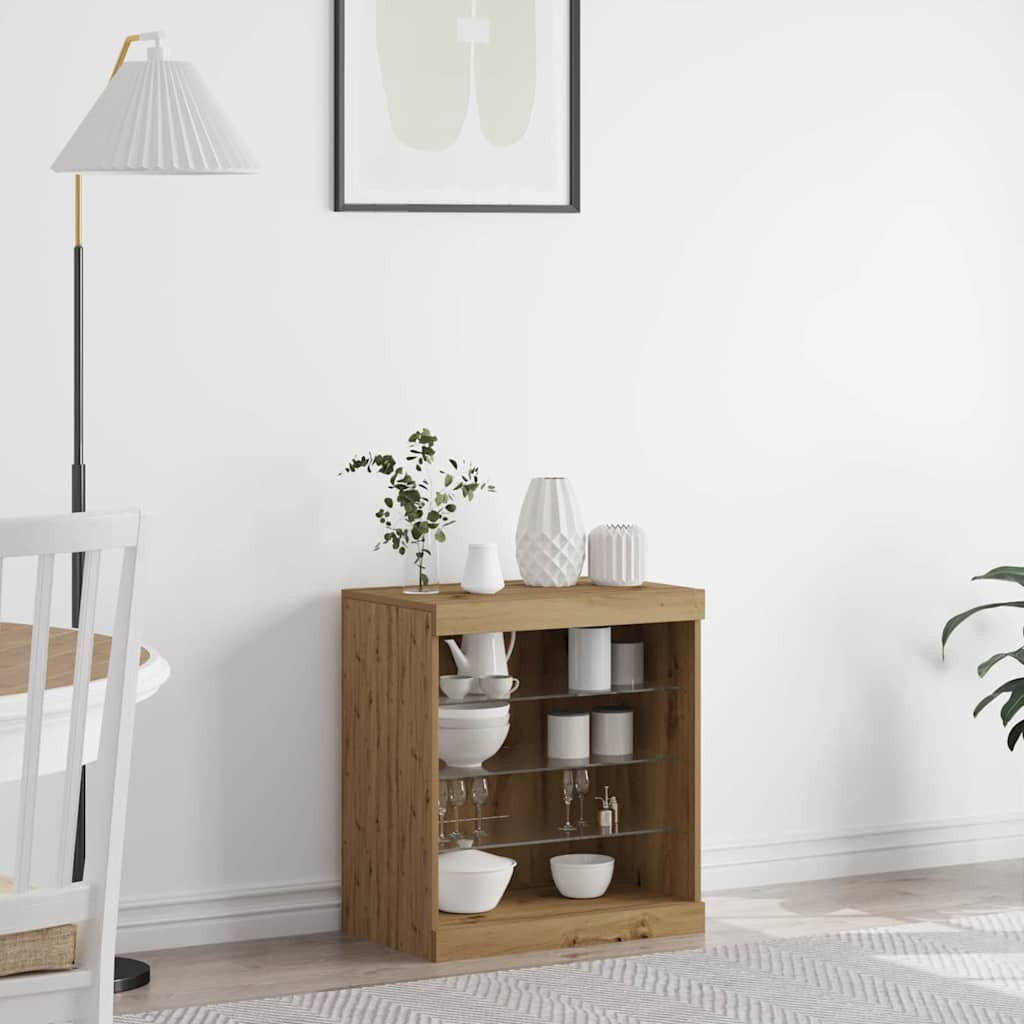 vidaXL LED-Sideboard Artisan-Eiche 60,5 x 37 x 67 cm Holzwerkstoff