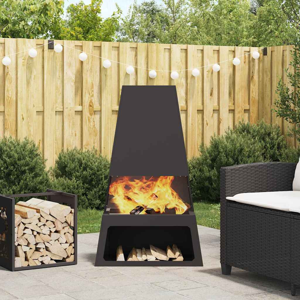 vidaXL Feuerstelle Schwarz 60 x 35 x 100 cm Wetterfeststahl