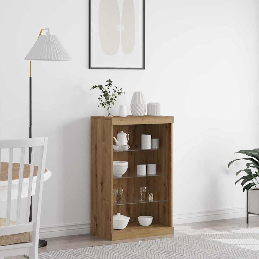 vidaXL LED-Sideboard Artisan-Eiche 60,5 x 37 x 100 cm Holzwerkstoff