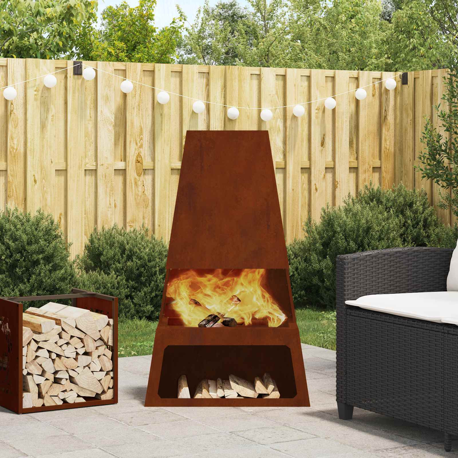 vidaXL Feuerstelle Rostig 60 x 35 x 100 cm Wetterfeststahl