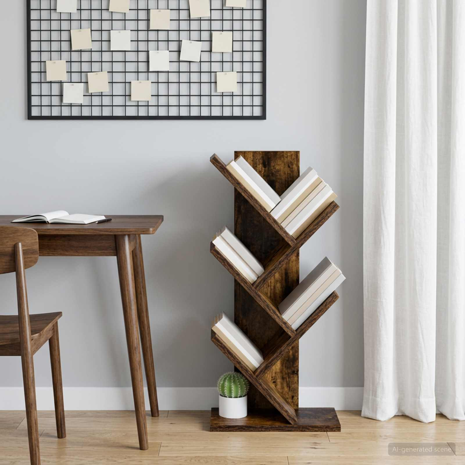 vidaXL Baumbücherregal 4-stöckig 30 x 18 x 60 cm Holzwerkstoff