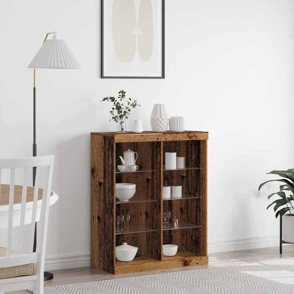 vidaXL LED-Sideboard Altholz 81 x 37 x 100 cm Holzwerkstoff