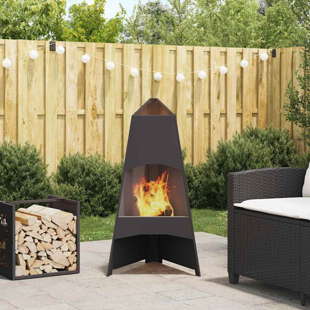 vidaXL Feuerstelle Schwarz 50 x 50 x 95 cm Wetterfeststahl