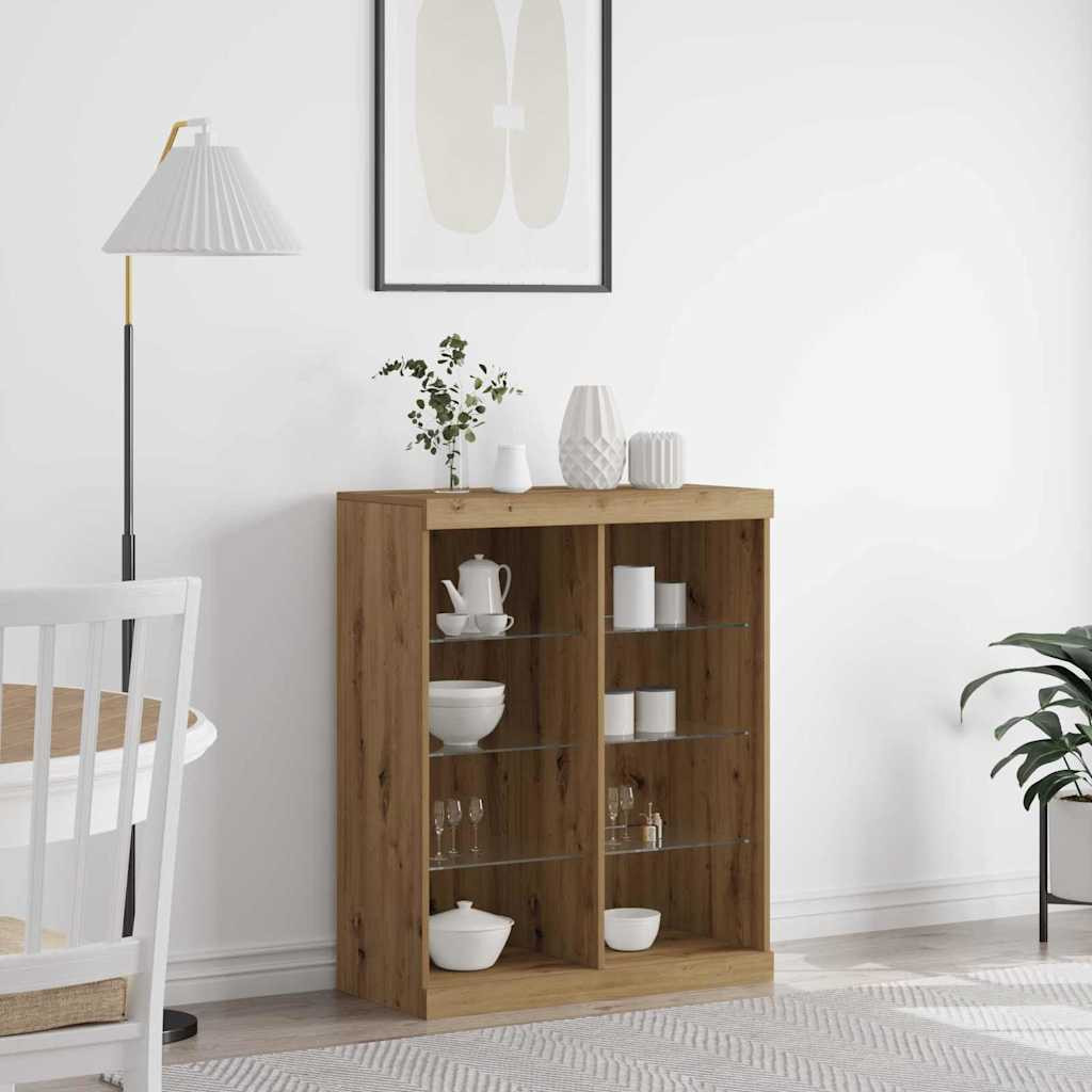 vidaXL LED-Sideboard Artisan-Eiche 81 x 37 x 100 cm Holzwerkstoff