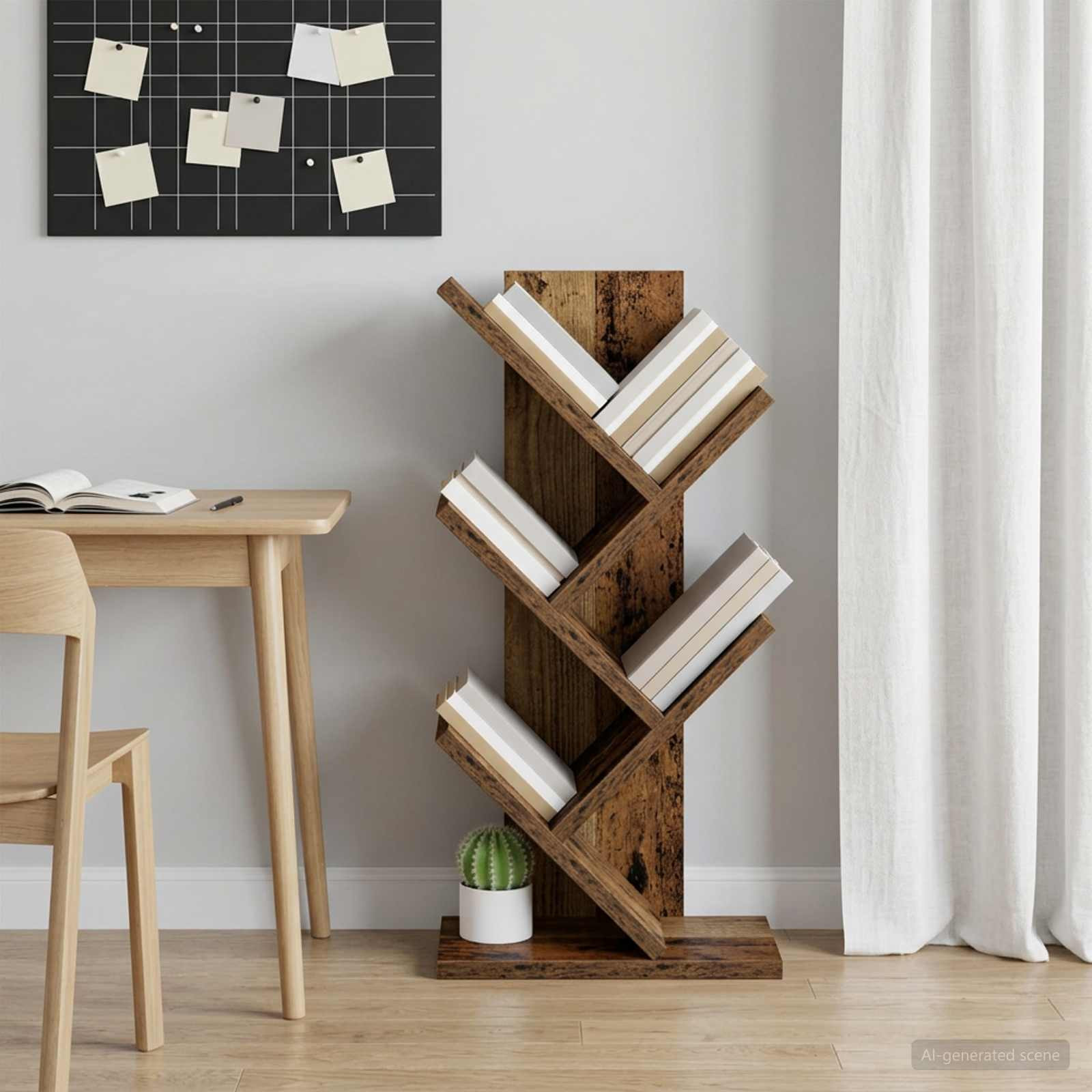 vidaXL Baumbücherregal 4-stöckig 30 x 18 x 60 cm Holzwerkstoff Altholz