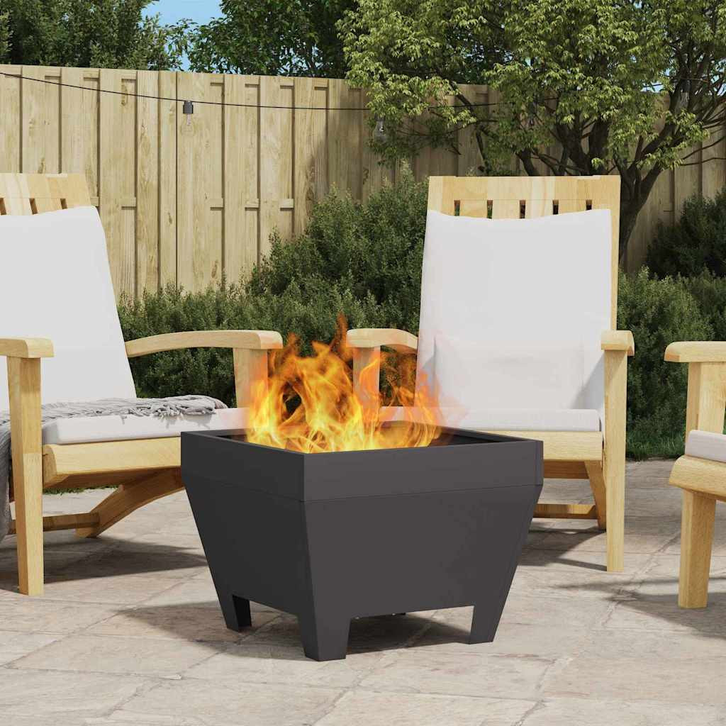 vidaXL Feuerschale Schwarz 50 x 50 x 38 cm Wetterfeststahl