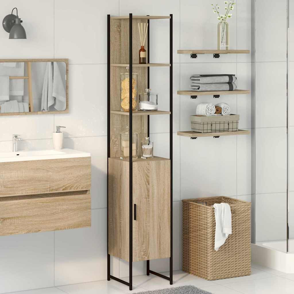 vidaXL Badezimmerschrank Sonoma 33 x 33 x 185,5 cm Holzwerkstoff
