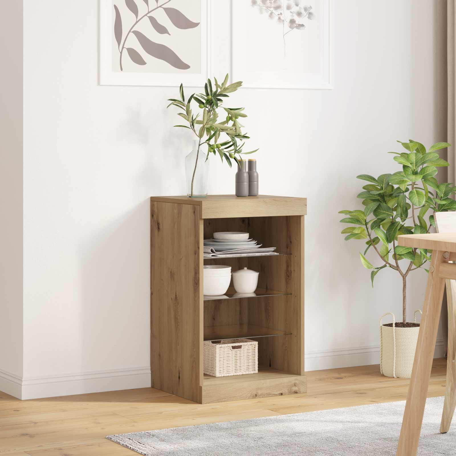 vidaXL LED-Sideboard Artisan-Eiche 41 x 37 x 67 cm Holzwerkstoff