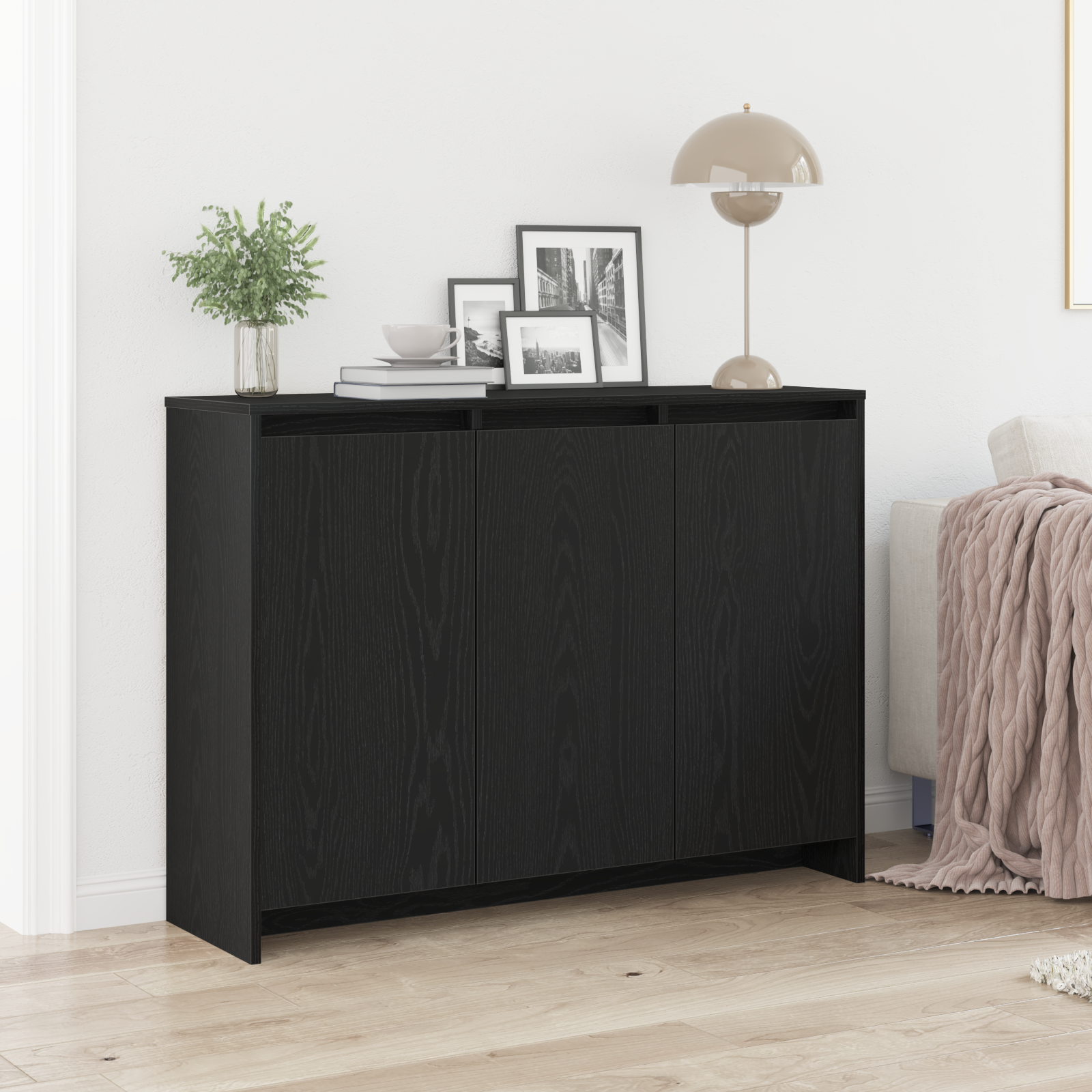 vidaXL Sideboard Schwarz 102 x 29,5 x 75 cm Holzwerkstoff