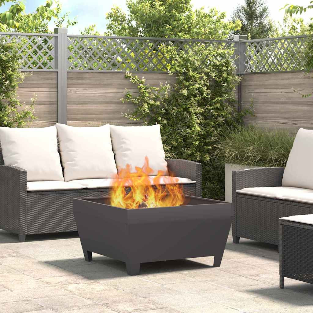 vidaXL Feuerschale Schwarz 80 x 80 x 43 cm Wetterfeststahl