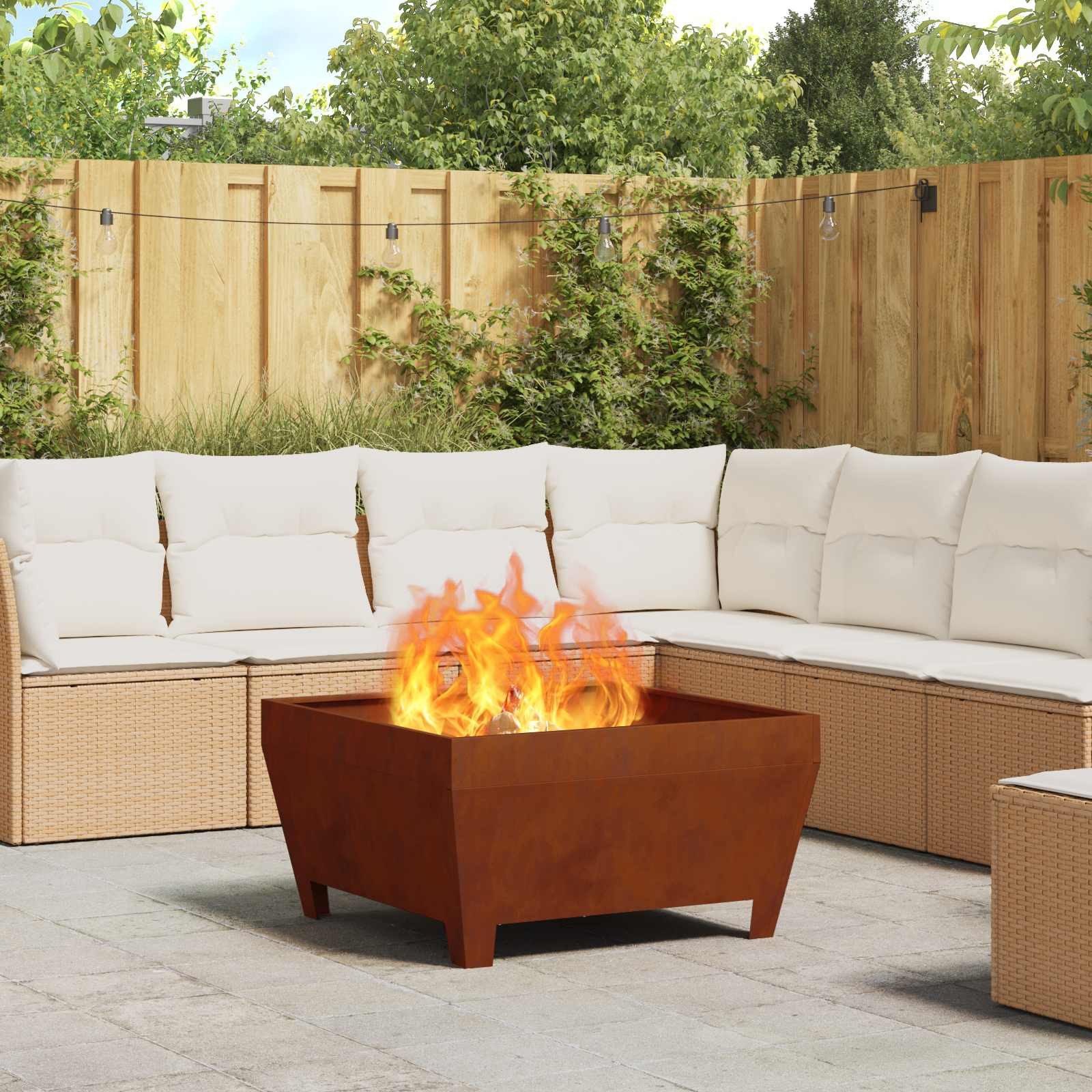 vidaXL Feuerschale Rostig 80 x 80 x 43 cm Wetterfeststahl