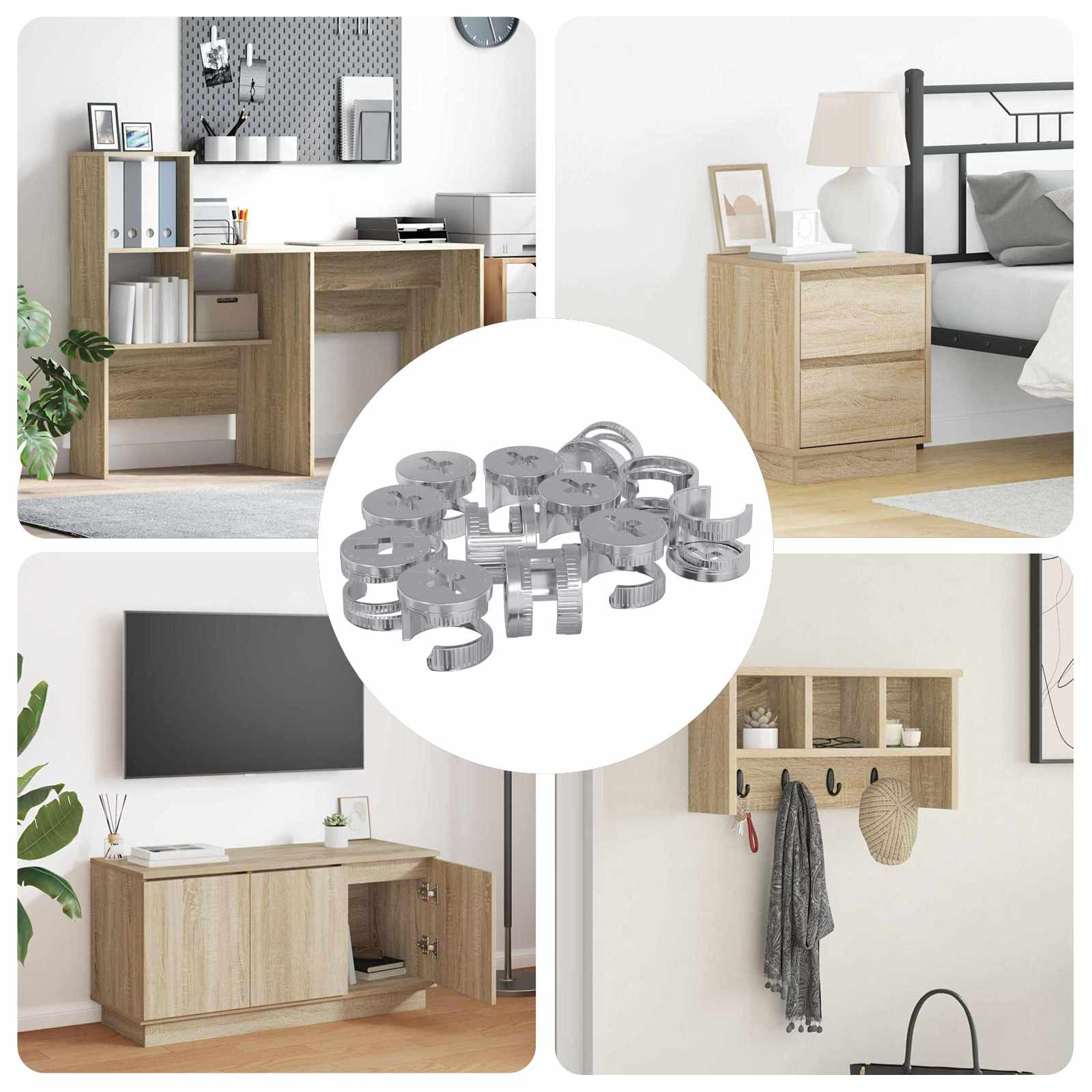 vidaXL Zapfenschloss-Muttern 8372 pcs Silber Metall