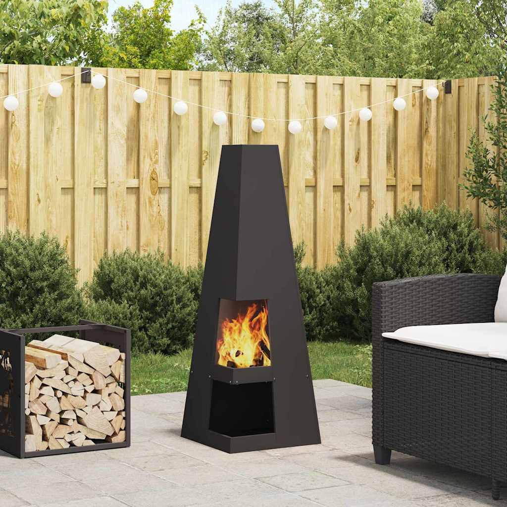 vidaXL Feuerstelle Schwarz 35 x 35 x 100 cm Wetterfeststahl