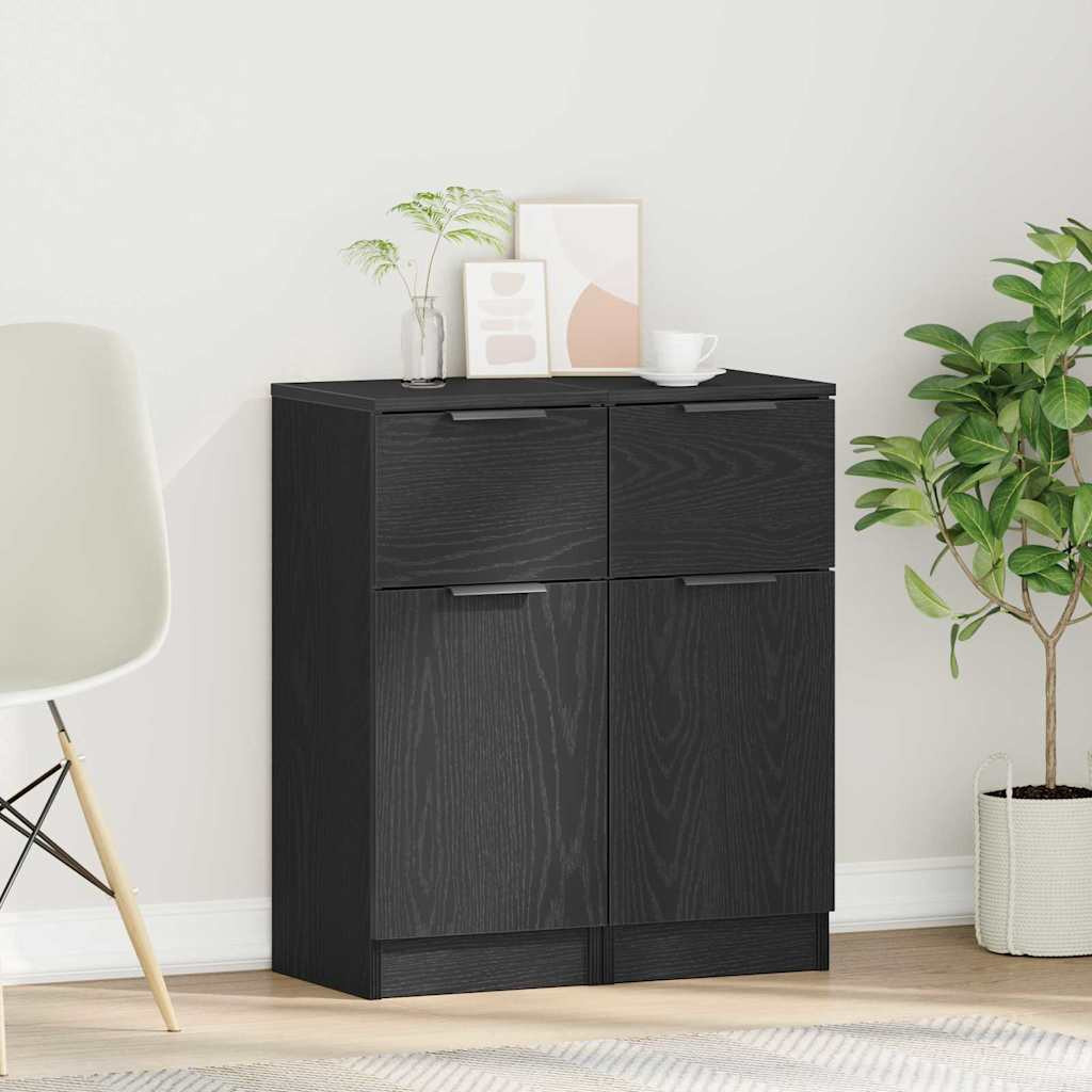 vidaXL Sideboard 2 pcs Schwarz Eichen-Optik 30 x 30 x 70 cm