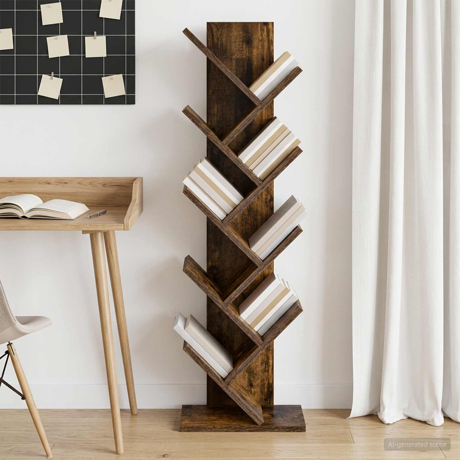 vidaXL Baumbücherregal 6-Stufen 30 x 18 x 100 cm Holzwerkstoff