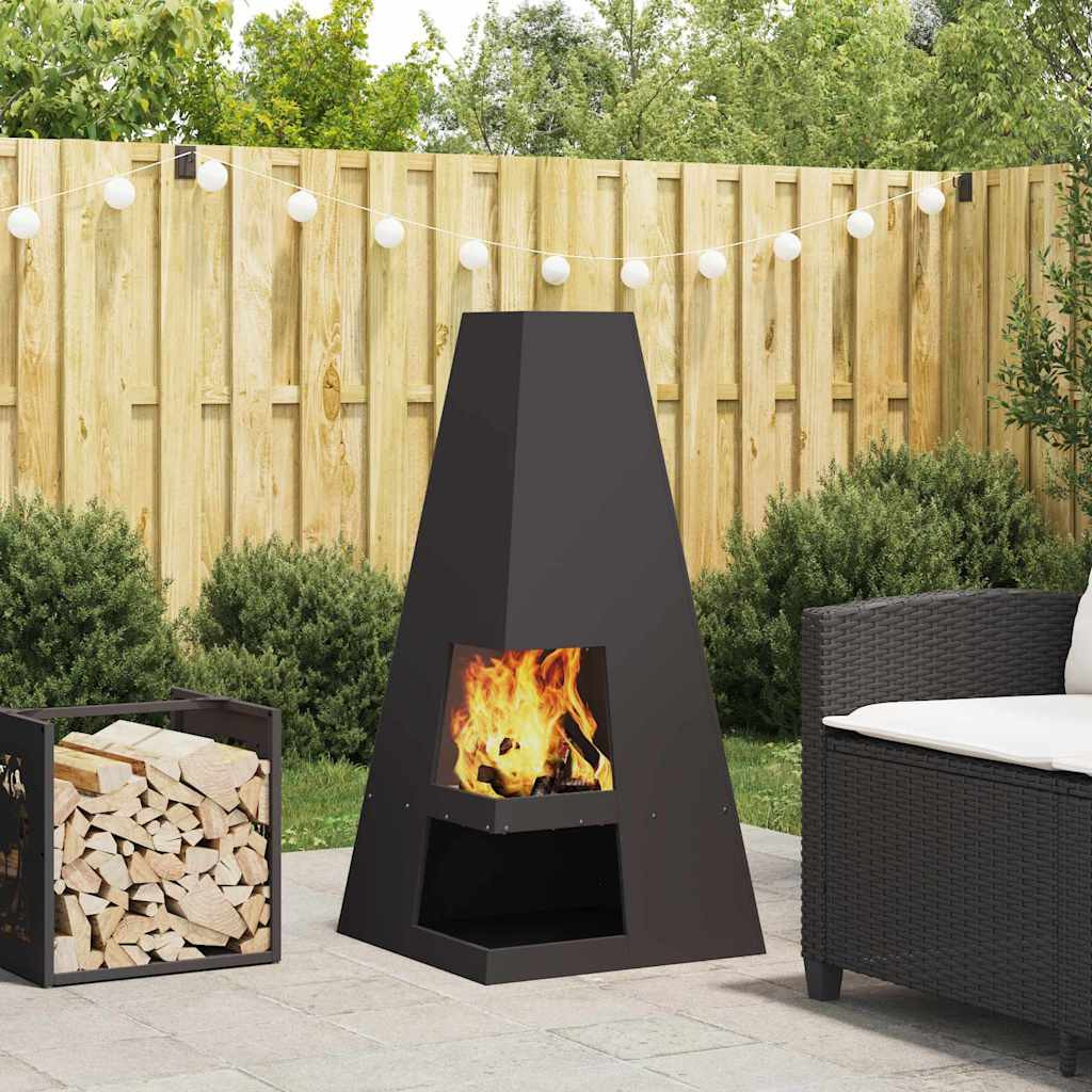 vidaXL Feuerstelle Schwarz 50 x 50 x 100 cm Wetterfeststahl