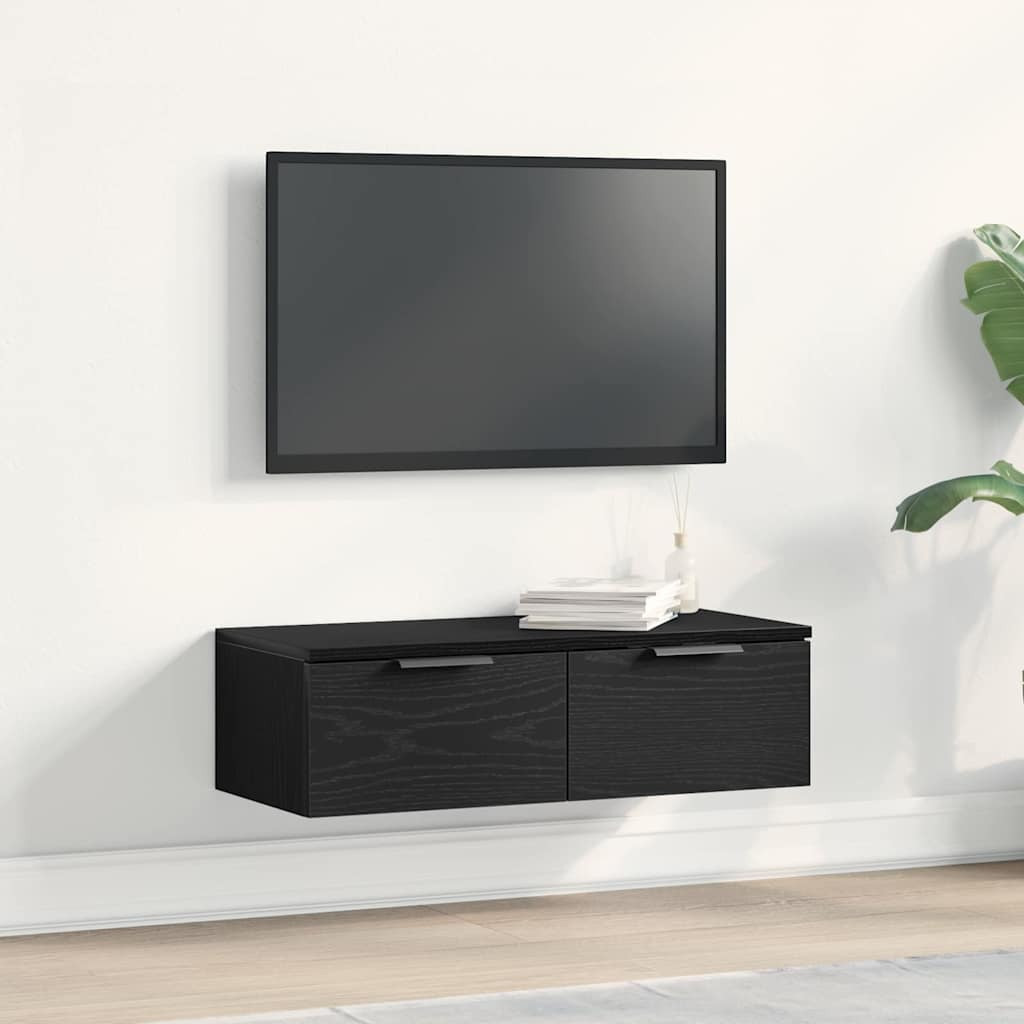 vidaXL Wandschrank Schwarz Eichen-Optik 68 x 30 x 20 cm Holzwerkstoff