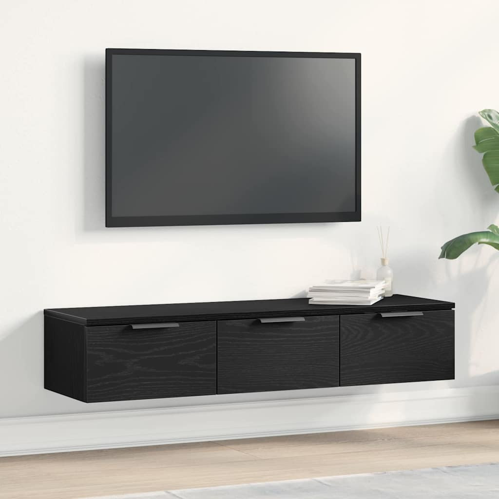 vidaXL Wandschrank Schwarz Eichen-Optik 102 x 30 x 20 cm Holzwerkstoff