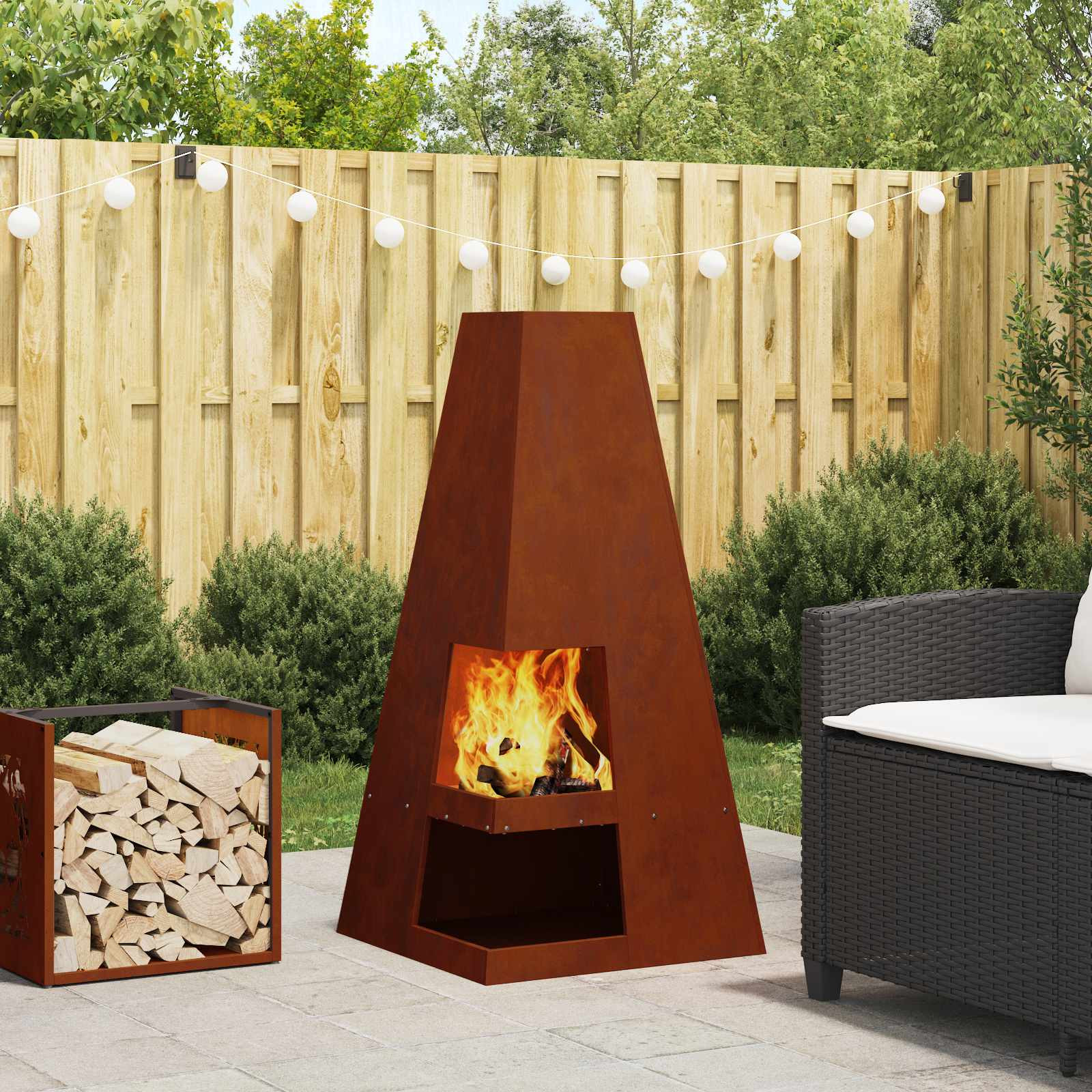 vidaXL Feuerstelle Braun 50 x 50 x 100 cm Wetterfeststahl