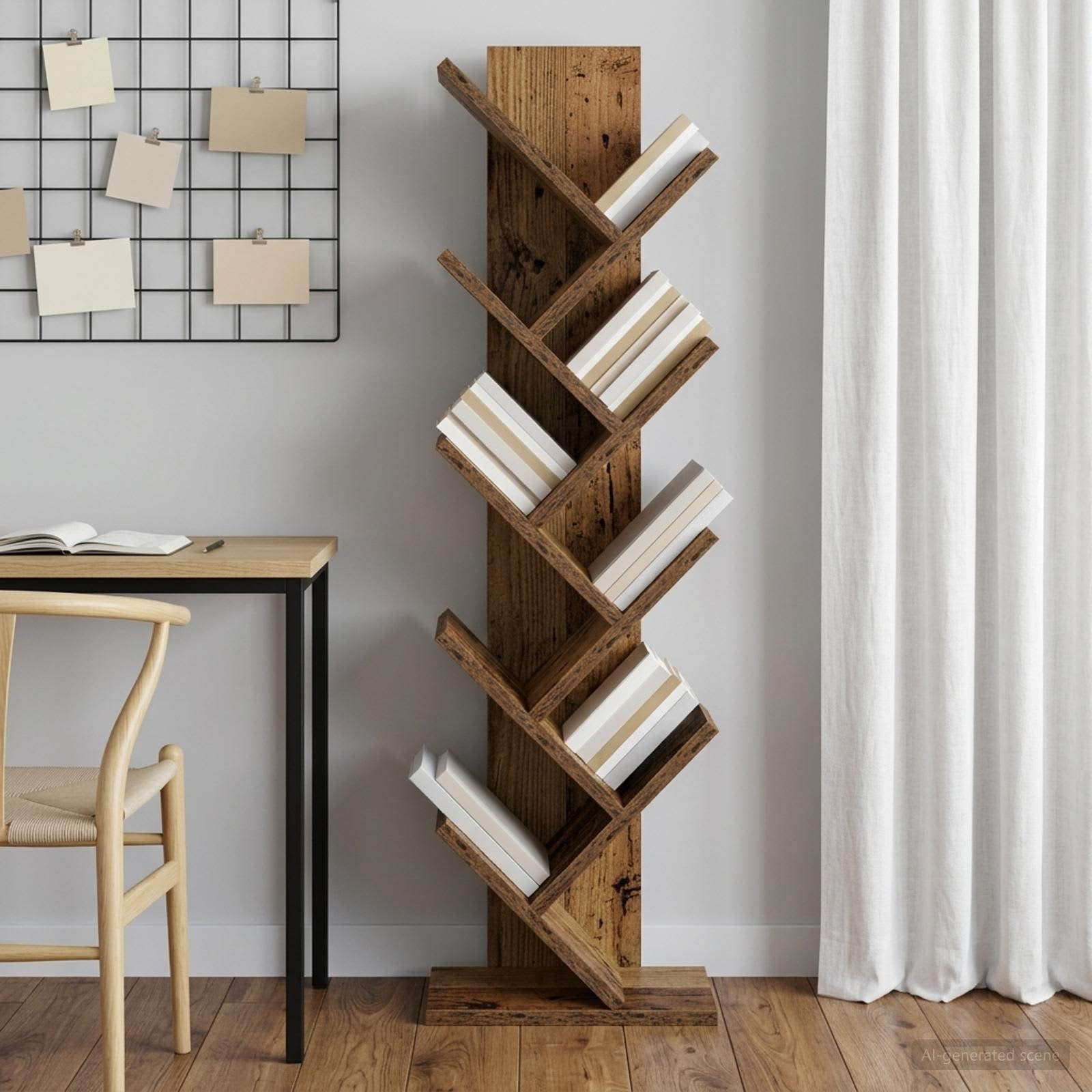 vidaXL Baumbücherregal 6-stöckig 30 x 18 x 100 cm Holzwerkstoff