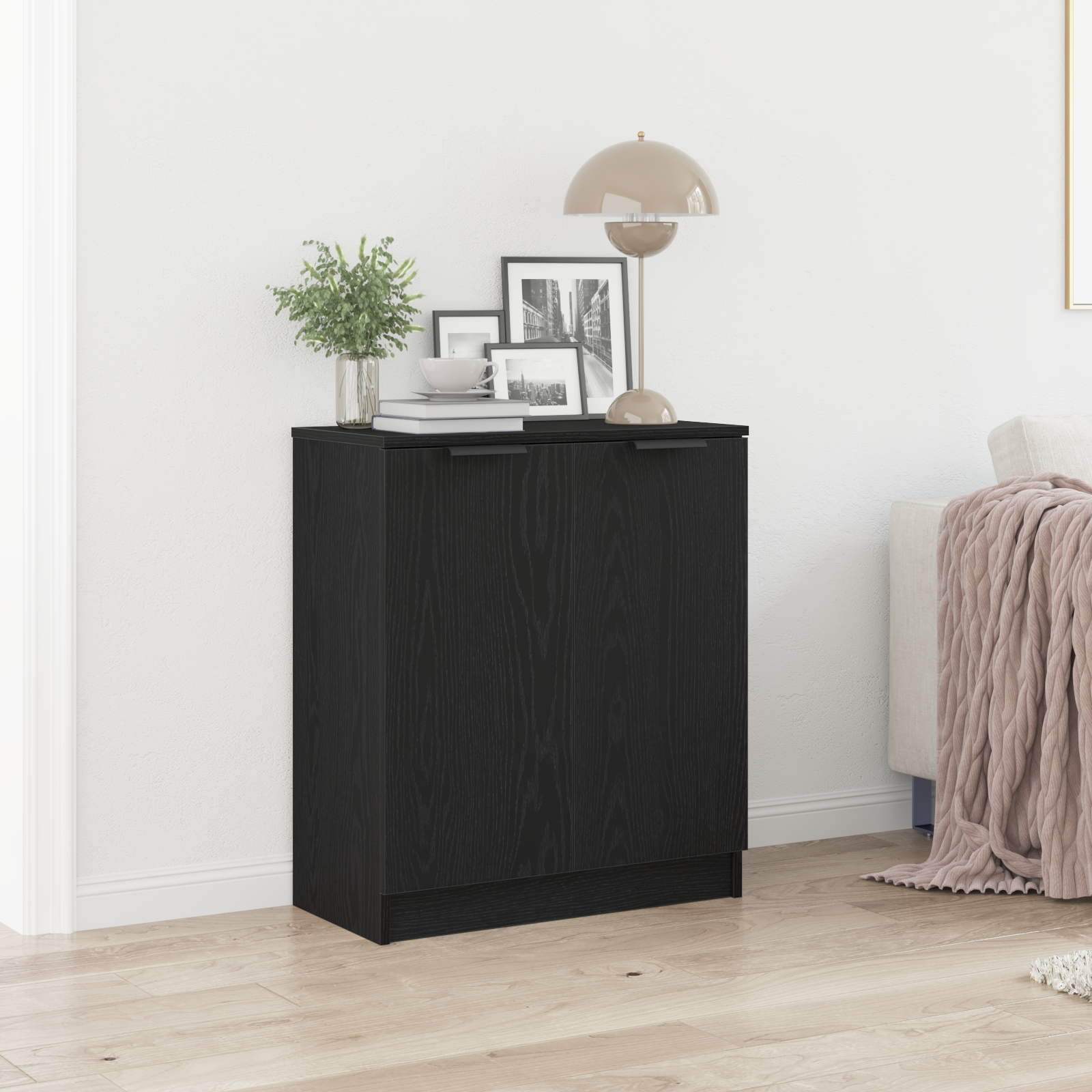 vidaXL Sideboard Schwarz Eichen-Optik 60 x 30 x 70 cm Holzwerkstoff