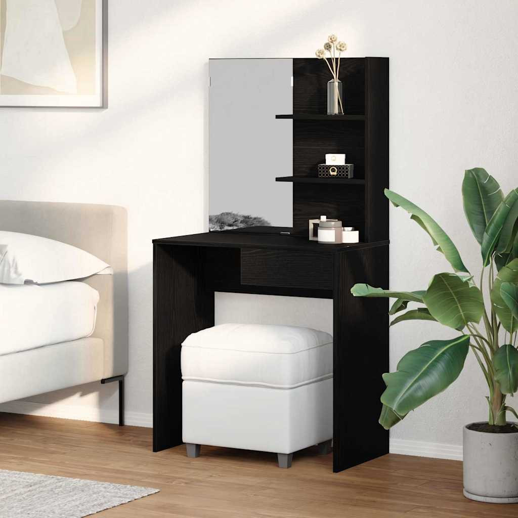 vidaXL Schminktisch mit Regal Schwarz Eichen-Optik 74.5 x 40 x 141 cm