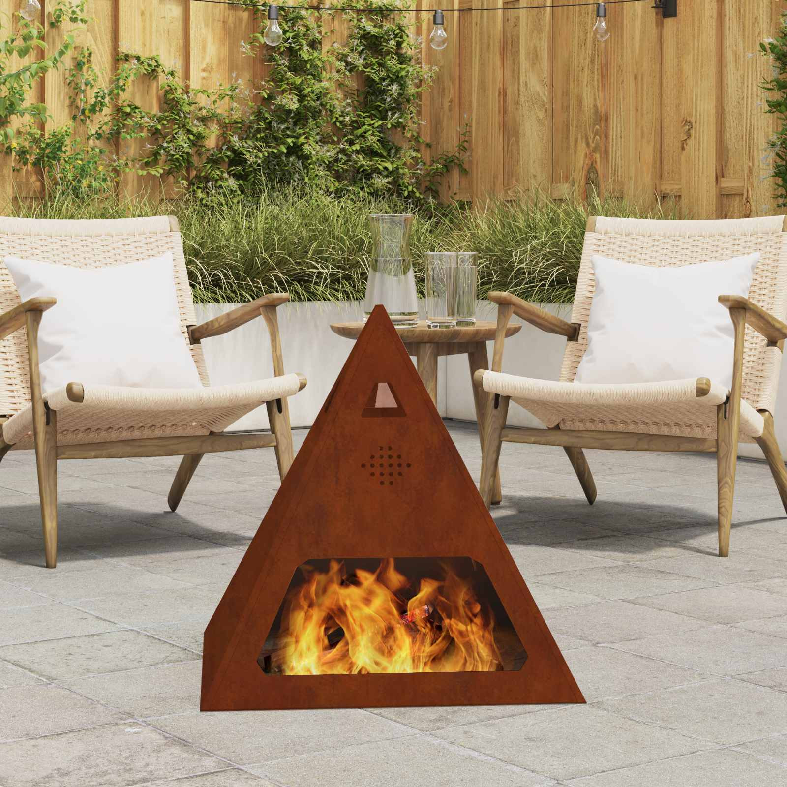 vidaXL Feuerstelle Rostig 50 x 50 x 51 cm Wetterfeststahl
