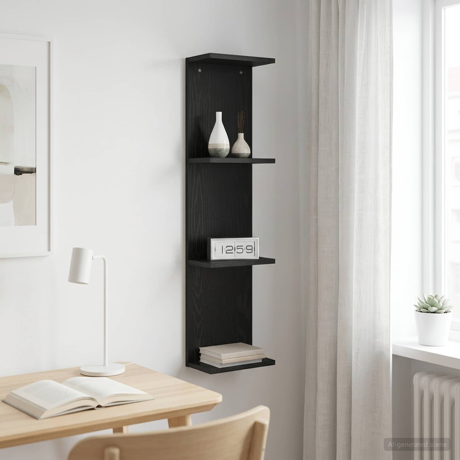 vidaXL Wandregal Schwarze Eiche 25 x 15 x 100 cm Holzwerkstoff